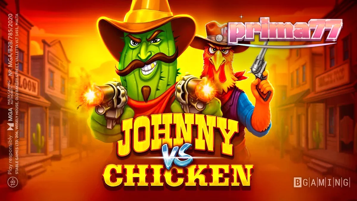 Tampilan visual slot Johnny vs Chicken dengan tema Wild West